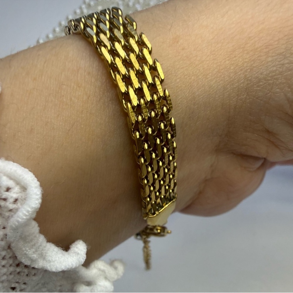 Stainless Steel Gold Plated Chain Bracelet 18K Look Waterproof - Picture 4 of 10
